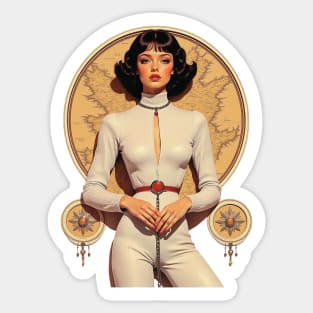 Secret Agent Siren White Vinyl Chic and Classic Hollywood Waves with a Worldly Flair Sticker